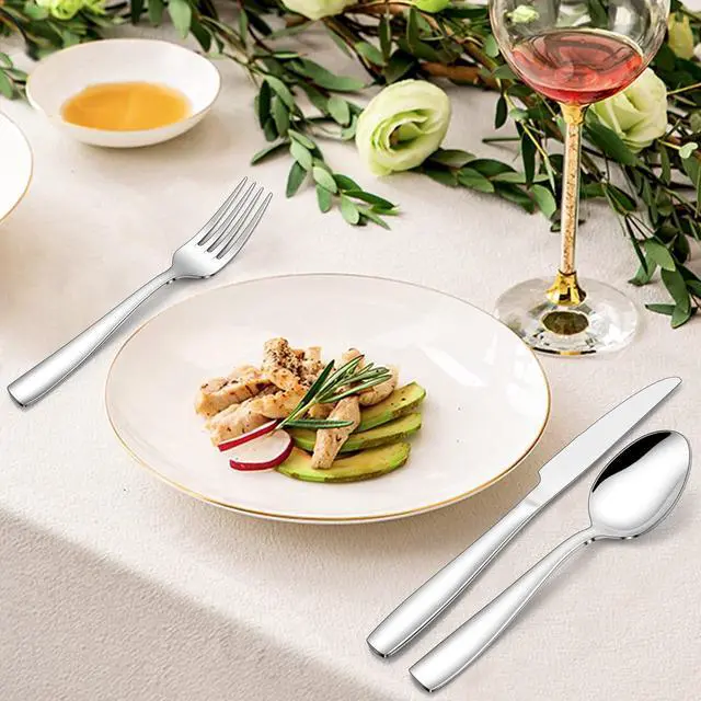 Alt view image 7 of 7 - LIANYU 18/10 Flatware Set for 8, 40-Piece Stainless Steel Silverware Cutlery Set, Modern Square Eating Utensils Forks Spoons Tableware for Home Wedding Entertaining, Dishwasher Safe