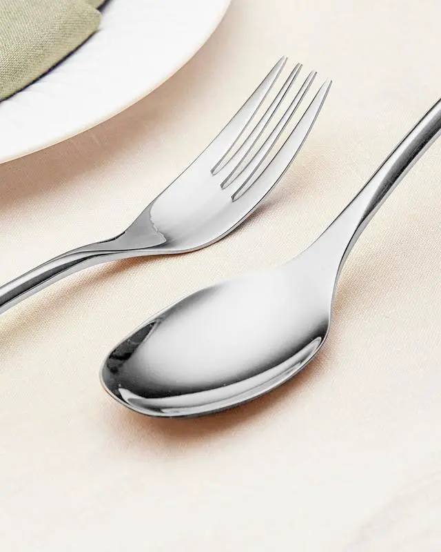 Alt view image 4 of 7 - 40-Piece Silverware Set for 8,Modern 18/10 Stainless Steel Flatware Set,Luxury Cutlery Set,Unique Utensils Set for Restaurant,Spoons and Forks Set,Mirror Polished,Dishwasher Safe