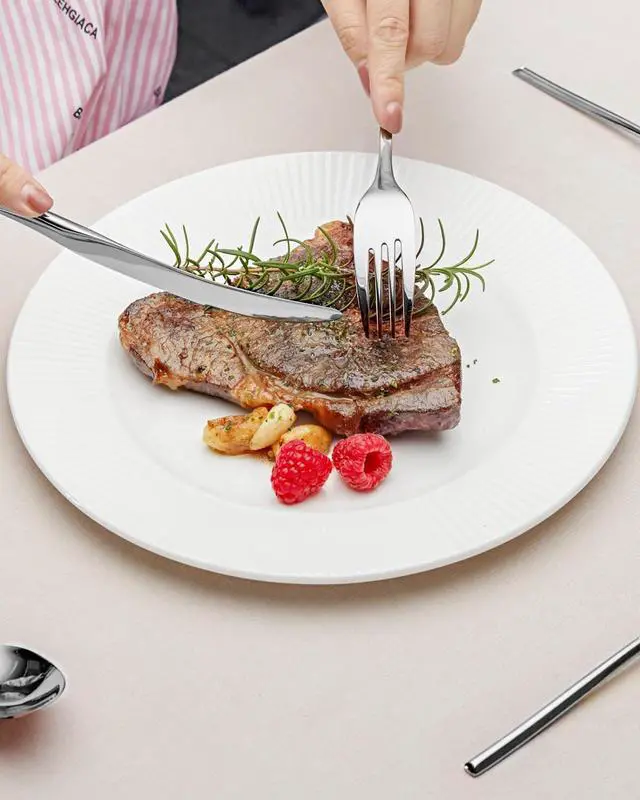 Alt view image 6 of 7 - 40-Piece Silverware Set for 8,Modern 18/10 Stainless Steel Flatware Set,Luxury Cutlery Set,Unique Utensils Set for Restaurant,Spoons and Forks Set,Mirror Polished,Dishwasher Safe