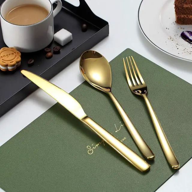 Alt view image 5 of 7 - HOMQUEN 40-Piece Gold Silverware Set, Gold Flatware Set for 8, Stainless Steel Tableware Cutlery Set, Utensil Sets for Kitchen, Forks and Spoons Silverware (Shiny Gold)