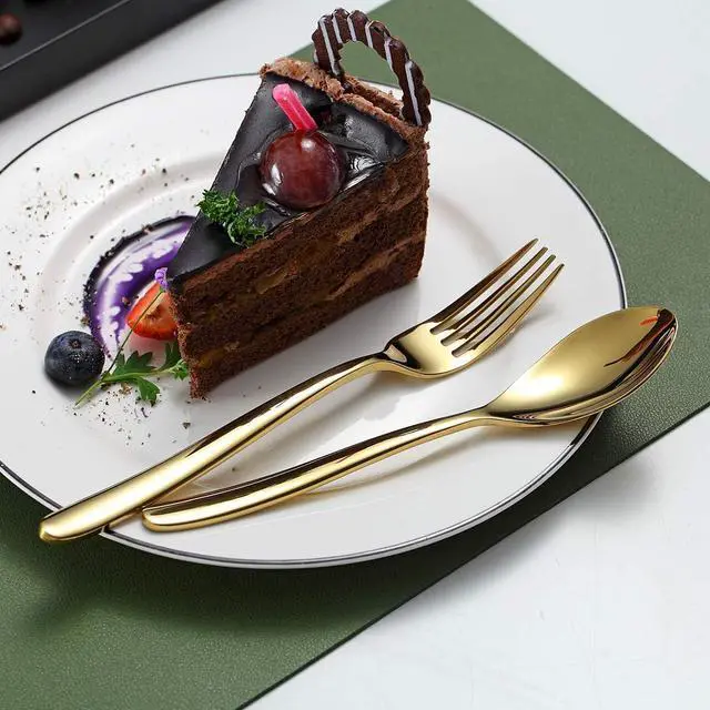 Alt view image 6 of 7 - HOMQUEN 40-Piece Gold Silverware Set, Gold Flatware Set for 8, Stainless Steel Tableware Cutlery Set, Utensil Sets for Kitchen, Forks and Spoons Silverware (Shiny Gold)