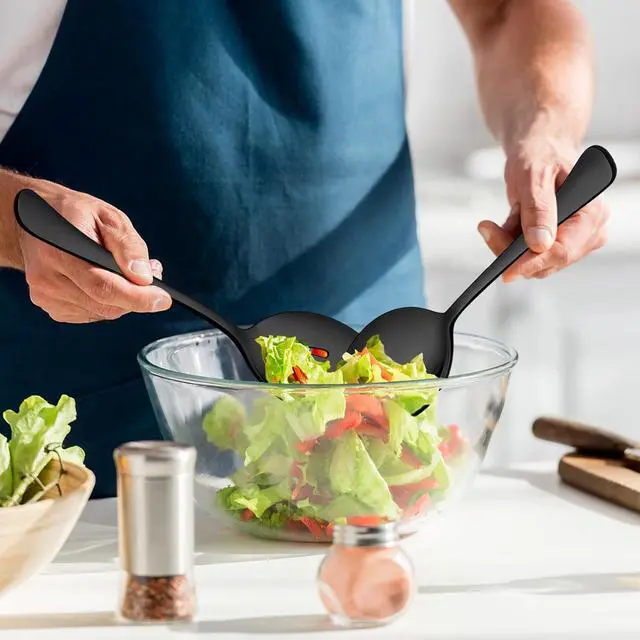 Alt view image 6 of 7 - LIANYU 66-Piece Black Silverware Set with Serving Utensils, Stainless Steel Black Silverware Flatware Set for 8, Elegant Cutlery Tableware Includes Forks Spoons Knives, Dishwasher Safe