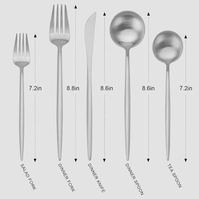 Alt view image 2 of 6 - Silverware Set, Vanys 30 Piece Stainless Steel Cutlery Flatware Set, Kitchen Utensil Sets for 6, Tableware With Knife Spoons And Forks Set, Satin Finished Polished