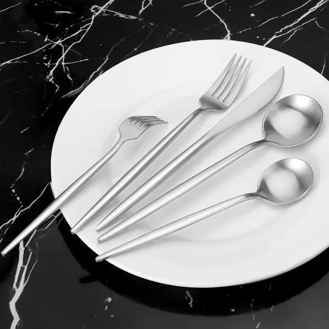 Alt view image 5 of 6 - Silverware Set, Vanys 30 Piece Stainless Steel Cutlery Flatware Set, Kitchen Utensil Sets for 6, Tableware With Knife Spoons And Forks Set, Satin Finished Polished