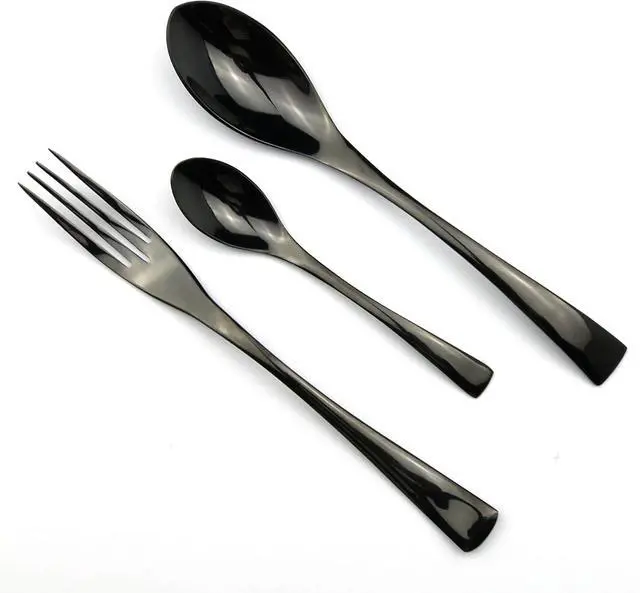 Alt view image 6 of 6 - 20-Piece 18/10 Stainless Steel Serrated Steak Knife Flatware Set, Mirror Polishing Black, Service for 4