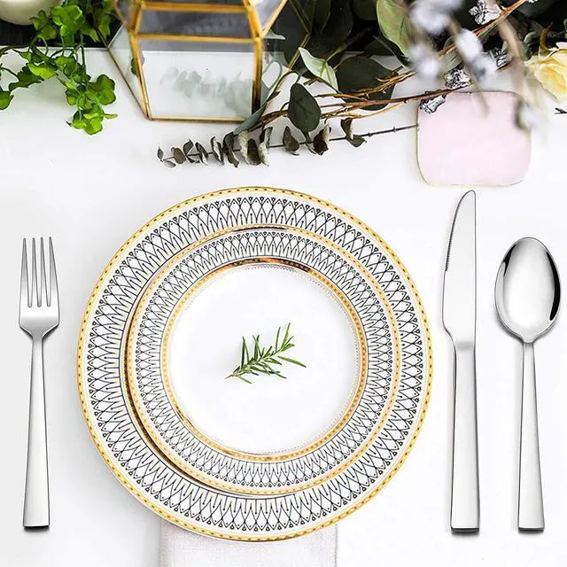 Alt view image 7 of 7 - LIANYU 40-Piece Silverware Set with Drawer Organizer Set for 8, Stainless Steel Square Flatware Cutlery Set for 8, Kitchen Party Restaurant Eating Utensils Tableware, Mirror Polished, Dishwasher Safe