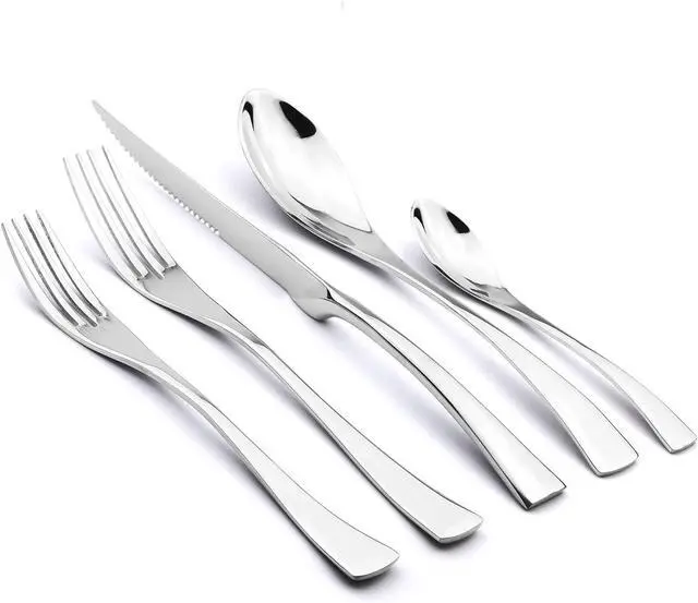 Main image of 20-Piece 18/10 Stainless Steel Serrated Steak Knife Flatware Set, Service for 4