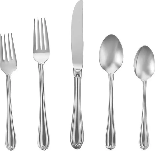 Main image of Gorham Melon Bud 5-Piece Stainless Steel Flatware Place Setting, Service for 1, Silver -