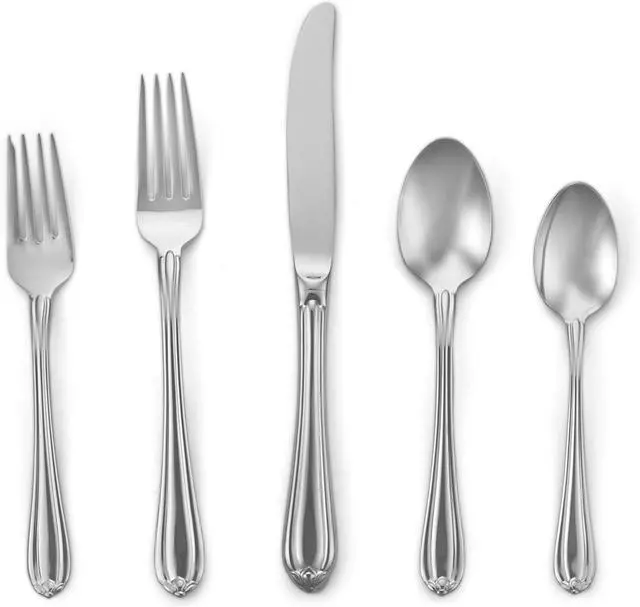 Alt view image 3 of 3 - Gorham Melon Bud 5-Piece Stainless Steel Flatware Place Setting, Service for 1, Silver -