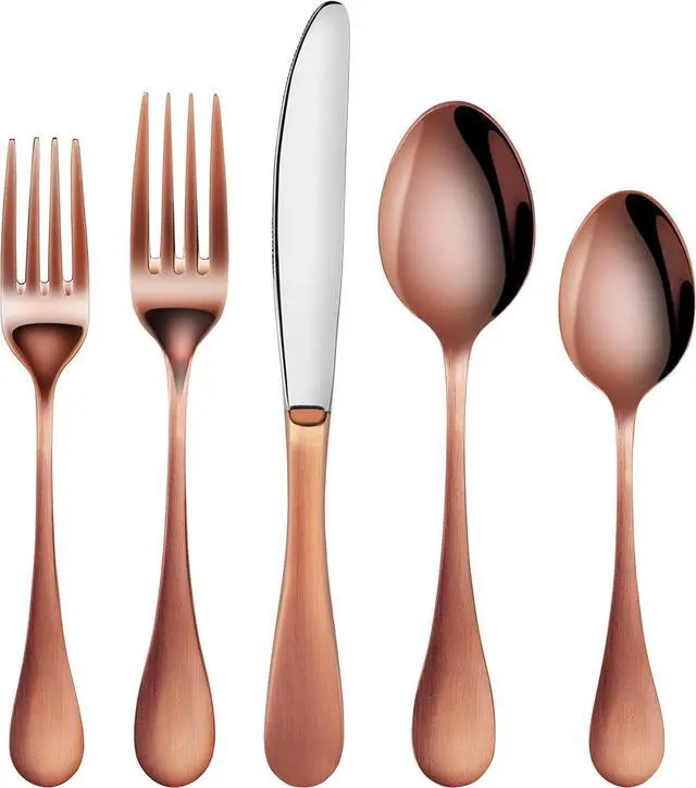 Alt view image 2 of 7 - Artaste 56921 Rain 18/10 Stainless Steel Flatware 20-Piece Set, Copper Finish, Service for 4