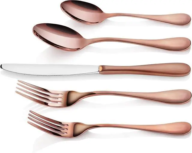 Alt view image 3 of 7 - Artaste 56921 Rain 18/10 Stainless Steel Flatware 20-Piece Set, Copper Finish, Service for 4