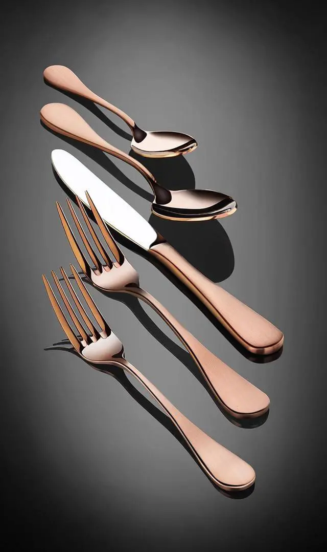 Alt view image 5 of 7 - Artaste 56921 Rain 18/10 Stainless Steel Flatware 20-Piece Set, Copper Finish, Service for 4