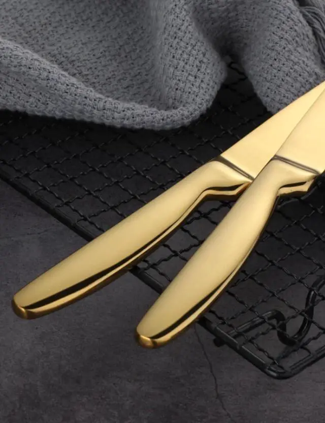 Alt view image 3 of 6 - Steak Knife Set, 4-Piece Serrated Steak Cutlery Steak Knife, Gold Stainless Steel Steak Cutlery Knife for Home, Restaurant, Hotel, 22cm