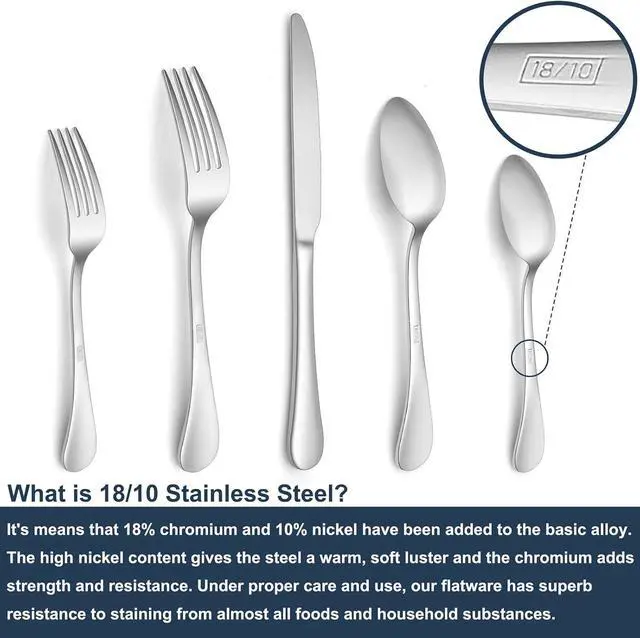 Alt view image 4 of 6 - HaWare 18/10 Silverware Set, 60-Piece Stainless Steel Flatware Service for 12, Luxury Cutlery with Ultra Sharp Serrated Knife, Modern Eating Utensil Include Fork Spoon, Dishwasher Safe