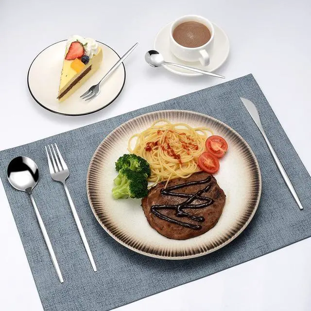 Alt view image 5 of 6 - Mirror Modern Flatware Set for 4, 20-Piece Stainless Steel Silverware Set, LaienLife Unique Utensils with Long Forks Spoons and Knives Sets, Great for Home and Restaurant, Dishwasher Safe - Silver
