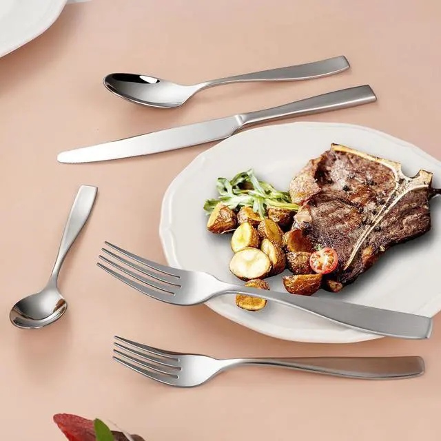 Alt view image 5 of 6 - 60-Piece 18/10 Stainless Steel Flatware Set for 12, Heavy Duty Silverware Set, High End Flatware, Dishwasher Safe, Ideal for New Home Essentials Gift