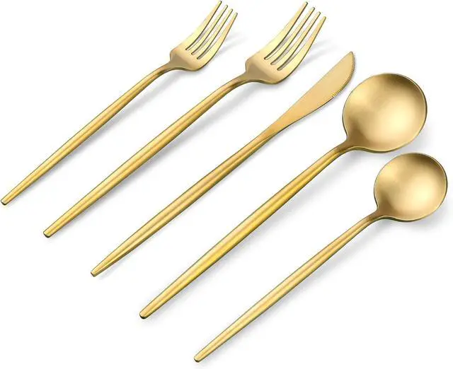 Main image of Matte Gold Silverware Set, OGORI 30-Piece Food Grade Stainless Steel Gold Flatware Set, Kitchen Utensil Set Service for 6, Tableware Cutlery Set for Home and Restaurant, Dishwasher Safe