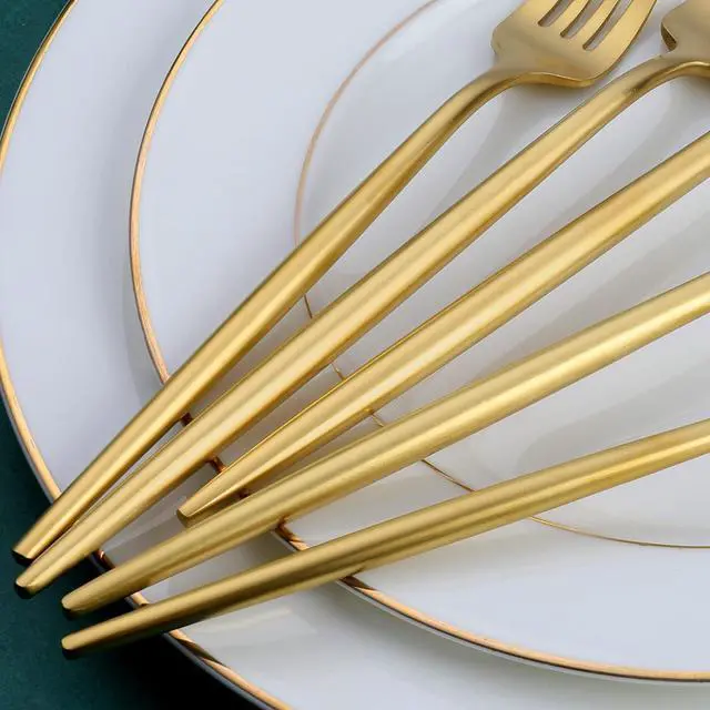 Alt view image 4 of 7 - Matte Gold Silverware Set, OGORI 30-Piece Food Grade Stainless Steel Gold Flatware Set, Kitchen Utensil Set Service for 6, Tableware Cutlery Set for Home and Restaurant, Dishwasher Safe