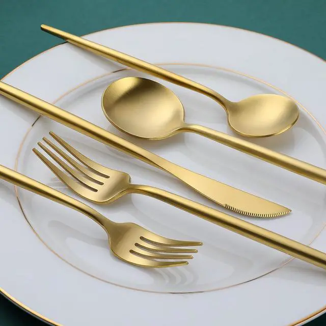 Alt view image 7 of 7 - Matte Gold Silverware Set, OGORI 30-Piece Food Grade Stainless Steel Gold Flatware Set, Kitchen Utensil Set Service for 6, Tableware Cutlery Set for Home and Restaurant, Dishwasher Safe