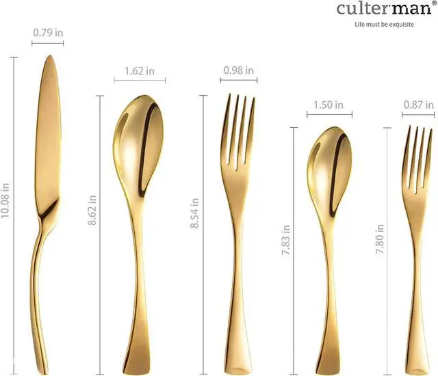 Alt view image 3 of 7 - 20 Piece Gold Flatware Silverware Cutlery Sets,unique modern look,Home & Kitchen Stainless Steel Dinnerware/Tableware/Utensils set For 4,Include Knives/Forks/Spoons Dishwasher Safe