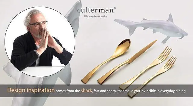 Alt view image 4 of 7 - 20 Piece Gold Flatware Silverware Cutlery Sets,unique modern look,Home & Kitchen Stainless Steel Dinnerware/Tableware/Utensils set For 4,Include Knives/Forks/Spoons Dishwasher Safe