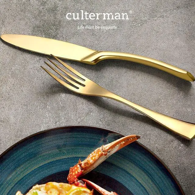 Alt view image 6 of 7 - 20 Piece Gold Flatware Silverware Cutlery Sets,unique modern look,Home & Kitchen Stainless Steel Dinnerware/Tableware/Utensils set For 4,Include Knives/Forks/Spoons Dishwasher Safe