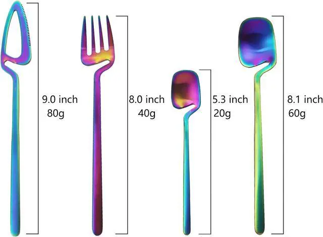 Alt view image 3 of 7 - JASHII Flatware Set 32-piece Silverware Set Matte Finished Cutlery Set Service for 8 Include Knife/Fork/Spoon/Coffee spoon Dishwasher Safe (Rainbow)