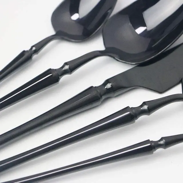 Alt view image 7 of 7 - JASHII 20-piece 18/10 Stainless Steel Black Flatware/Cutlery/Tableware Set Service for 4 Person, Include Knife/Fork/Spoon, Mirror Polished (Black)