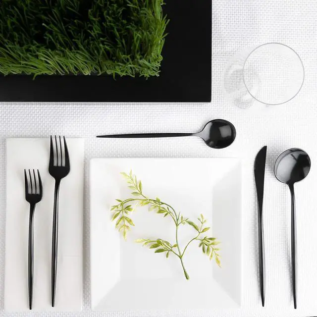 Alt view image 4 of 6 - Novelty Modern Flatware Cutlery Combo Set (Black, 40)