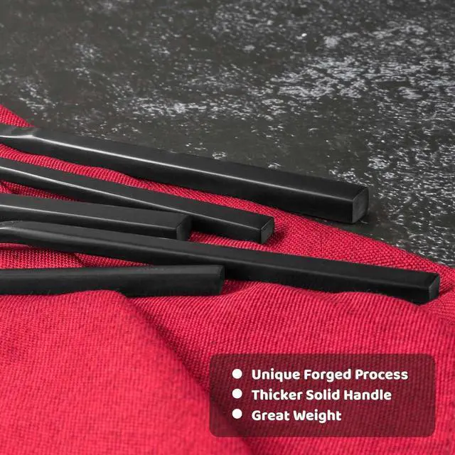 Alt view image 2 of 6 - Alata Cube Black 20-Piece Forged Silverware Set Stainless Steel Flatware Set,Service for 4,Matte Satin Polished Cutlery Set,Dishwasher Safe