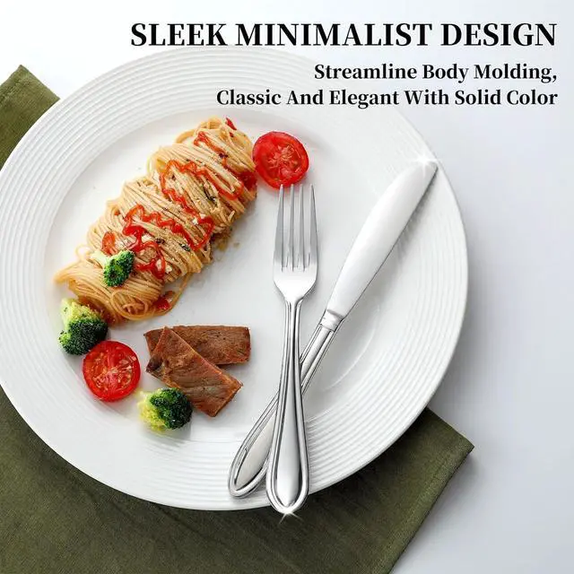 Alt view image 2 of 7 - Silverware Set, 20-Piece Stainless Steel Flatware, 18/0 Stainless Steel Utensils, Dishwasher Safe, Modern Tableware for Home & Kitchen Dining (20 pieces for 4) (20)
