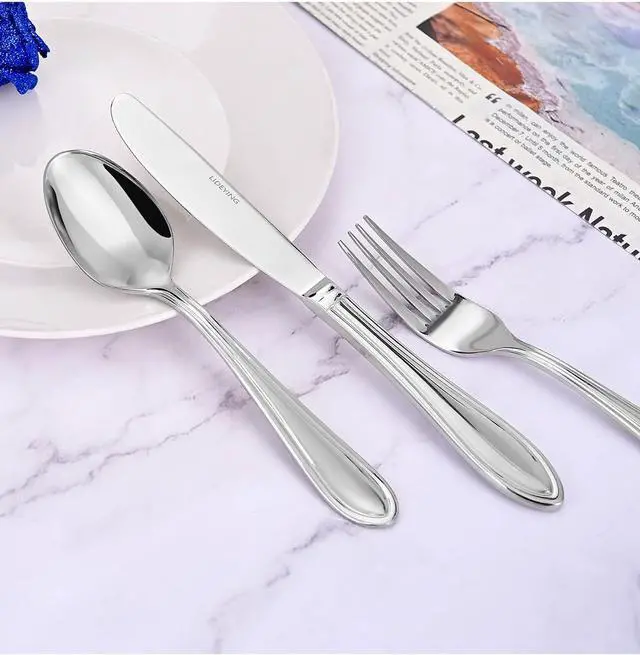 Alt view image 4 of 7 - Silverware Set, 20-Piece Stainless Steel Flatware, 18/0 Stainless Steel Utensils, Dishwasher Safe, Modern Tableware for Home & Kitchen Dining (20 pieces for 4) (20)