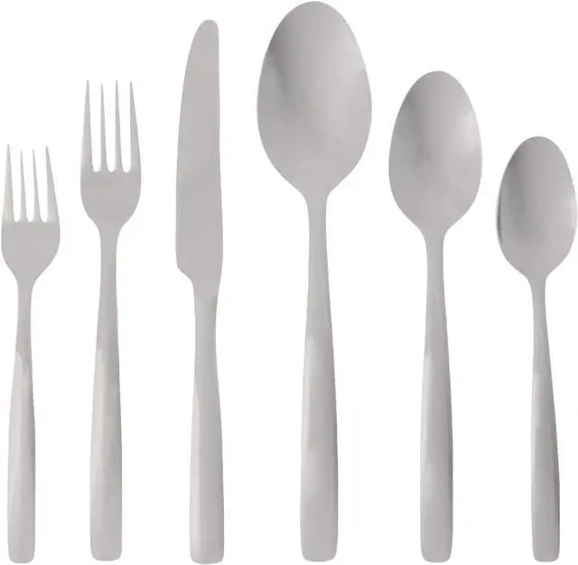 Main image of Ginkgo International Simple 42-Piece Stainless Steel Flatware Place Setting, Service for 8 Plus 2-Piece Hostess Set