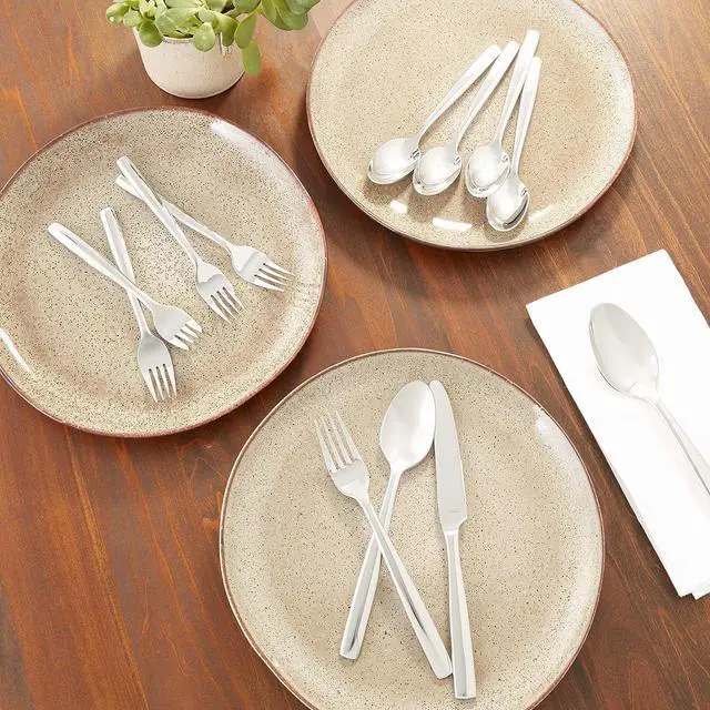 Alt view image 4 of 4 - Ginkgo International Simple 42-Piece Stainless Steel Flatware Place Setting, Service for 8 Plus 2-Piece Hostess Set