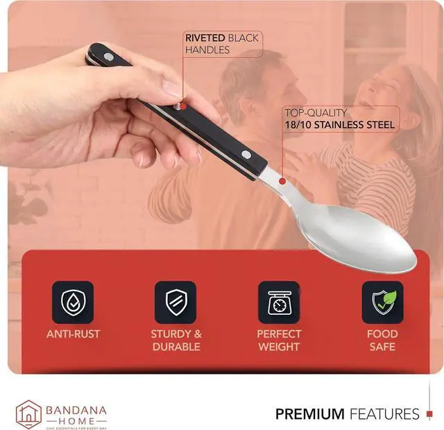 Alt view image 3 of 7 - Stainless steel Silverware set black, 20-piece, Black flatware set, Silverware black, Flatware sets, Eating utensils sets, Kitchen silverware sets (Juego de cubiertos de acero inoxidable)