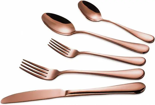 Alt view image 4 of 6 - Flatware Set, Magicpro Modern Royal 45-Pieces rose gold Stainless Steel Flatware for Wedding Festival Christmas Party, Service For 8