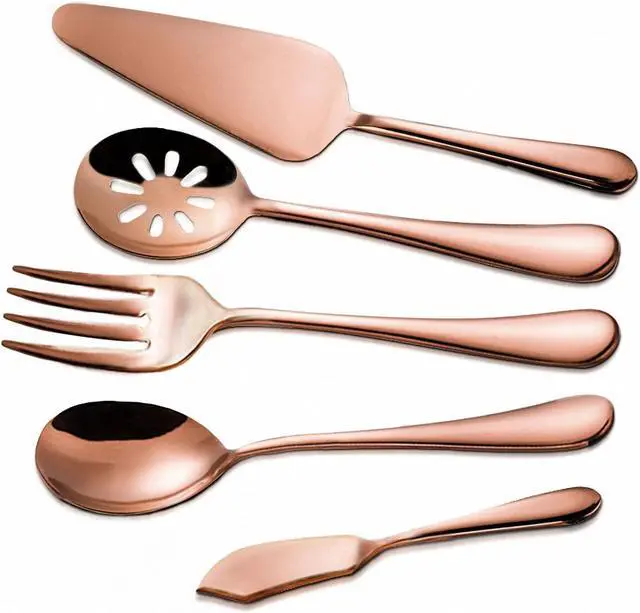 Alt view image 5 of 6 - Flatware Set, Magicpro Modern Royal 45-Pieces rose gold Stainless Steel Flatware for Wedding Festival Christmas Party, Service For 8