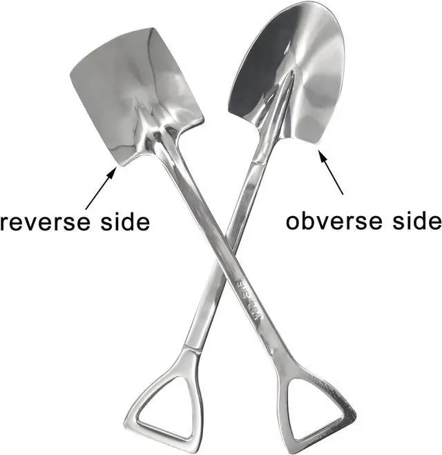 Alt view image 4 of 6 - 12Pcs Shovel Spoons and Fork Set 18/10(304) Stainless Steel Spade Shape Silverware Set 6.1inch Mini Spoon for Dessert Coffee Yogurt Cake Fruit Ice Cream