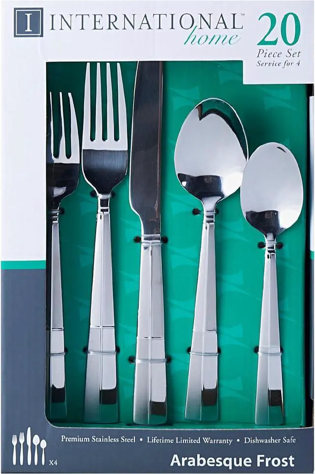 Alt view image 2 of 7 - International Silver Arabesque Frost 20-Piece Stainless Steel Flatware Set, Service for 4