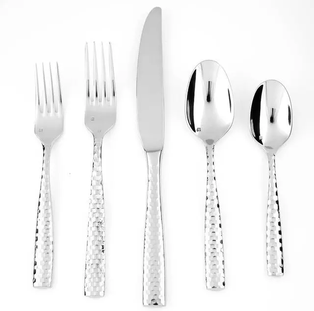 Alt view image 5 of 6 - Fortessa Lucca Faceted 18/10 Stainless Steel Flatware Solid Handle Steak Knife, Set of 12, Mirror Polished