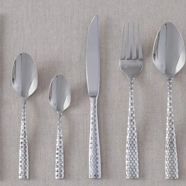 Alt view image 6 of 6 - Fortessa Lucca Faceted 18/10 Stainless Steel Flatware Solid Handle Steak Knife, Set of 12, Mirror Polished