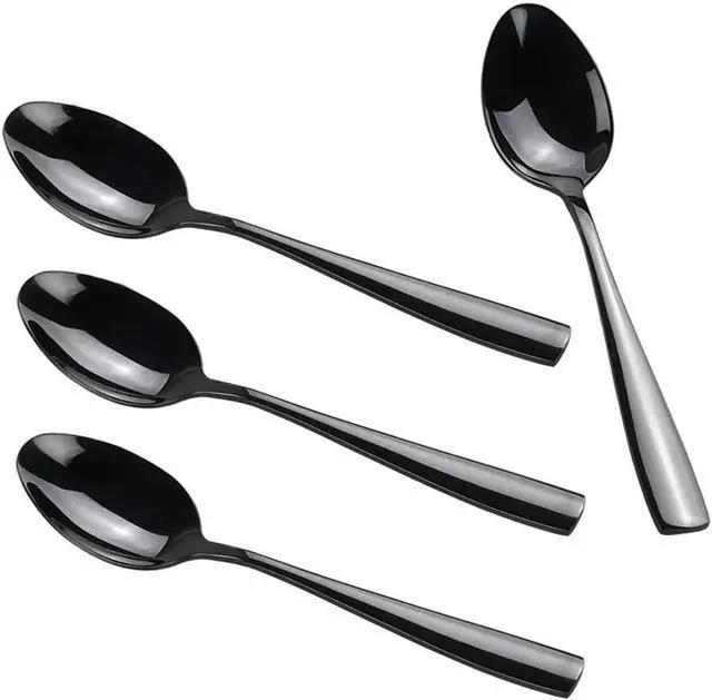 Main image of Teyyvn 16-Pack Black Stainless Steel Dinner Spoon, 8.03 Inches, Mirror Polished