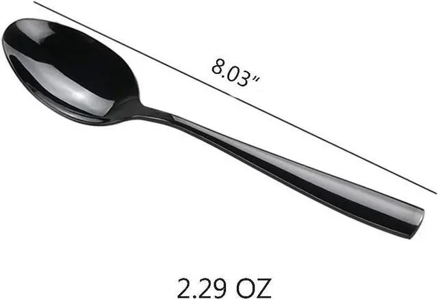 Alt view image 2 of 6 - Teyyvn 16-Pack Black Stainless Steel Dinner Spoon, 8.03 Inches, Mirror Polished