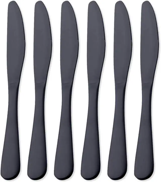 Main image of GoGeiLi Matte Black Dinner Knife, Stainless Steel Satin Finish 9.4-inch Dinner Table Knife Set, Service for 6, Dishwasher Safe