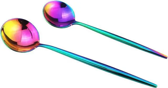 Alt view image 5 of 7 - Gugrida Portable Silverware Set - 20-Piece Flatware Cutlery Set - 18/10 Stainless Steel - Mirror Polishing Rainbow Travel Elegant Modern Utensils - Service for 4 Include Steak Knife Dinner Fork Spoon