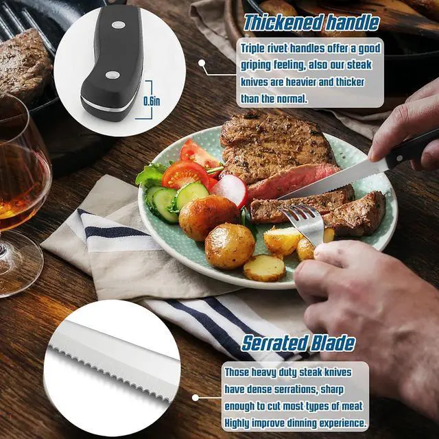 Alt view image 5 of 7 - HaWare 48-Piece Heavy Duty Silverware Set for 8, Stainless Steel Cutlery Flatware Set with Thick Steak Knives, Fancy Eating Utensils For Home Wedding Party, Include Knife, Fork, Spoon, Dishwasher Safe