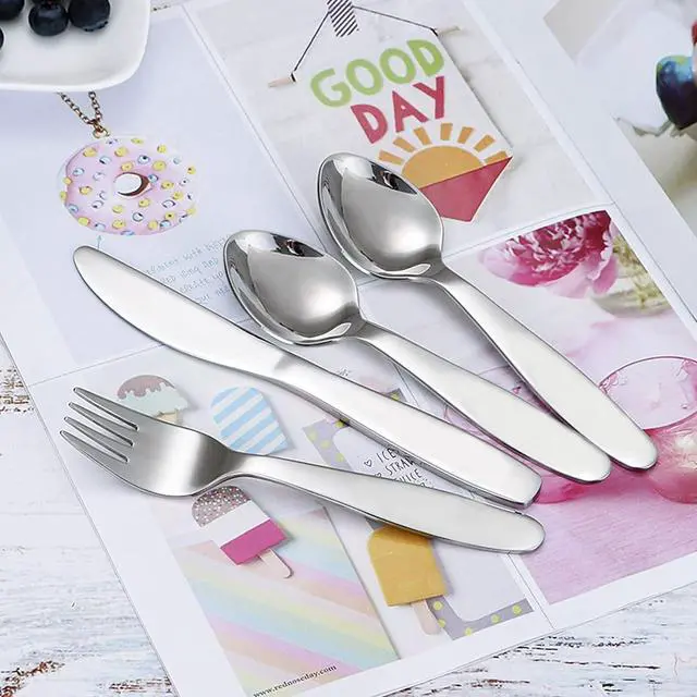 Alt view image 6 of 7 - VANRA Premium 18/8 Stainless Steel Children Cutlery Set 6.6-inch Kids Dinner Knives Set 4 Pieces Silverware Flatware Utensil Set for Home School (4 Knives)