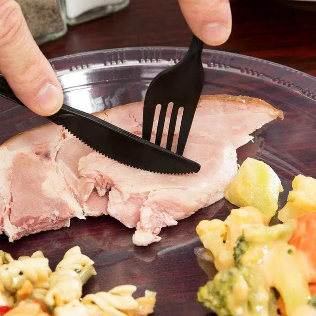 Alt view image 5 of 5 - 150 Plastic Cutlery Packets - Knife Fork Spoon Napkin Salt Pepper Sets | Black Plastic Silverware Sets Individually Wrapped Cutlery Kits, Bulk Plastic Utensil Cutlery Set Disposable To Go Silverware