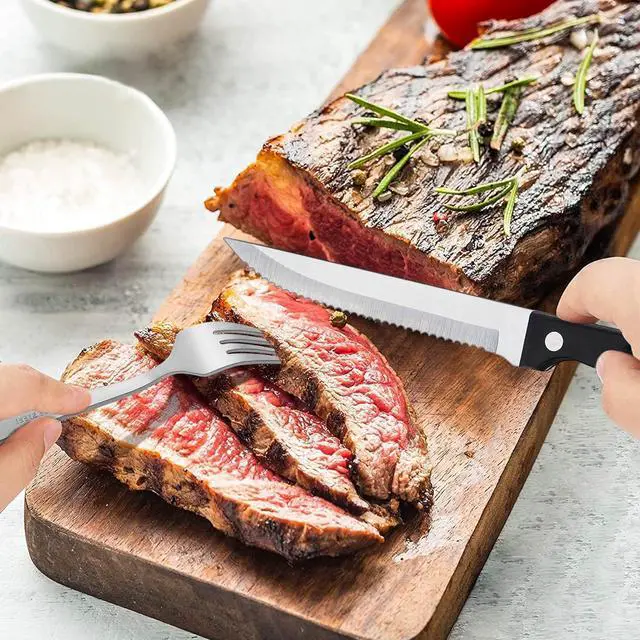 Alt view image 3 of 7 - LIANYU 72-Piece Matte Silverware Set with Steak Knives, Stainless Steel Flatware Cutlery Set for 12, Square Eating Utensils Tableware Include Forks Knives Spoons, Dishwasher Safe