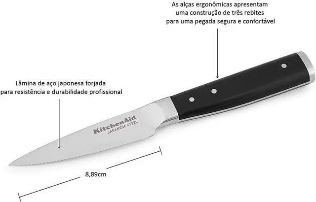 Alt view image 3 of 5 - KitchenAid Gourmet Forged Triple Rivet Fine-Edge Utility Knife with Custom-Fit Blade Cover, 4.5-inch, Sharp Kitchen Knife, High-Carbon Japanese Stainless Steel Blade, Black